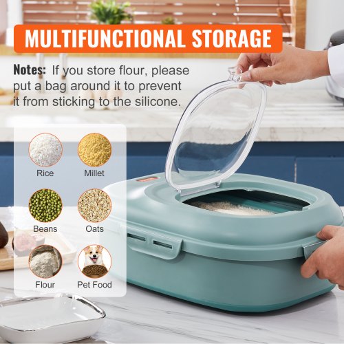 VEVOR Vorratsdosen Aufbewahrungsbox Küche 6,5-25L 100 % Luftdicht Klappbar Vorratsbehälter PP Verschluss-System, Rollbare Vorratsdosen für Reis, Mehl, Zucker, Bohnen, Nüssen, Tiernahrung usw.