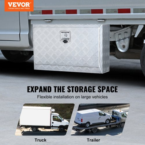 VEVOR Unterboden-Lkw-Box, 760 x 430 x 460 mm Pickup-Aufbewahrungsbox, Aluminium-Werkzeugkasten mit Schloss &amp; Schlüsseln, Wasserdichte Anhänger-Werkzeugkiste für Lkw, Transporter, Anhänger usw. Silber