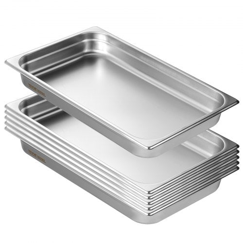 VEVOR 6er-Pack Hotelpfannen Gastronormbehälter Edelstahl 530x328x67mm 9,25L