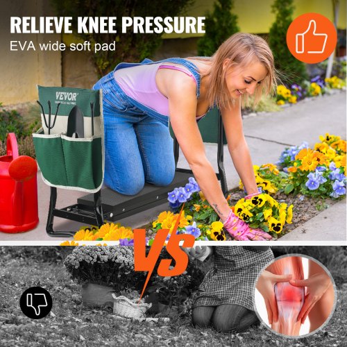 VEVOR Garten-Kniebank und Sitz, klappbarer Gartenhocker, 20,3 cm EVA-Polster, 330 lbs Kapazität