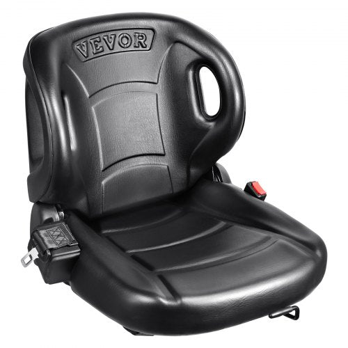 VEVOR Universal Traktorsitz aus PVC-Kunstleder und Polyurethanschaum Traktor Schleppersitz mit Sicherheitsgurt und Mikro-Sicherheitsschalter Fahrersitz Einzelsitz 160–340mm Schlitz