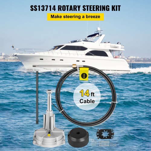 Außenbordbootlenkung mit 14'-Lenkkabel Marine-Lenksystem 3/4'' Welle