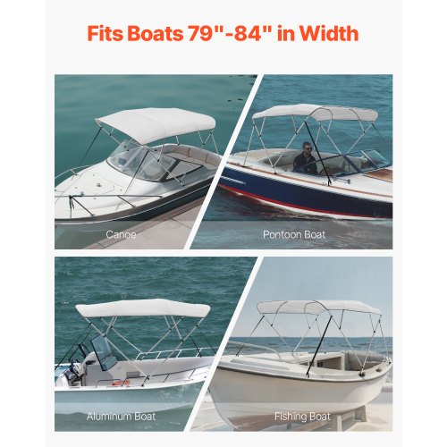 VEVOR Bimini Top Bootsverdeck Bootdach Sonnenverdeck 4 Bögen 201-213cm Hellgrau
