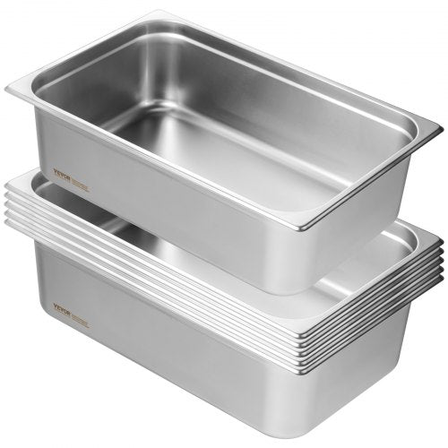 VEVOR 6 x Hotelpfannen Gastronormbehälter Edelstahl 530x327x150mm 20,2L