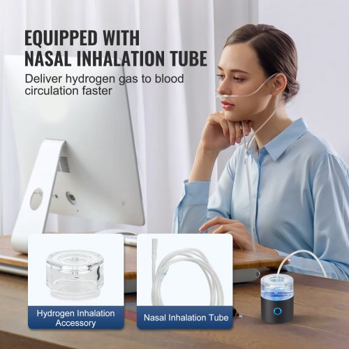 VEVOR Wasserstoff-Wasserflaschengenerator, tragbarer Wasserstoff-Wasserbereiter 230 ml, wasserstoffreiches Wasserionisationsgerät mit SPE-Technologie, mit Nasen-Inhalationsschlauch &amp; Selbstreinigung