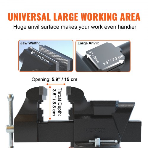 VEVOR Vvevor Schraubstock Amboss 360° drehbar 1,5-7,4 cm Spannweite Werkbankschraubstock