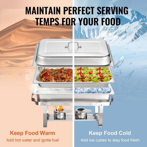 VEVOR 6-teiliges Chafing Dish Profi Set Wärmebehälter Edelstahl Buffet Set Rechteckig 6 x 7,5 L, Speisewärmer 53 x 32,5 x 6,5 cm Jeder Behälter, für Buffets, Familienfeiern, Bankette, Hochzeiten usw.