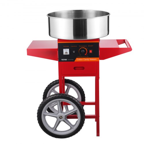 VEVOR Elektrische Zuckerwattemaschine mit Wagen, 1000 W kommerzielle Zuckerwattemaschine mit Edelstahlschüssel, Zuckerschaufel &amp; Schublade, Perfekt für Zuhause, Kindergeburtstage, Familienfeiern