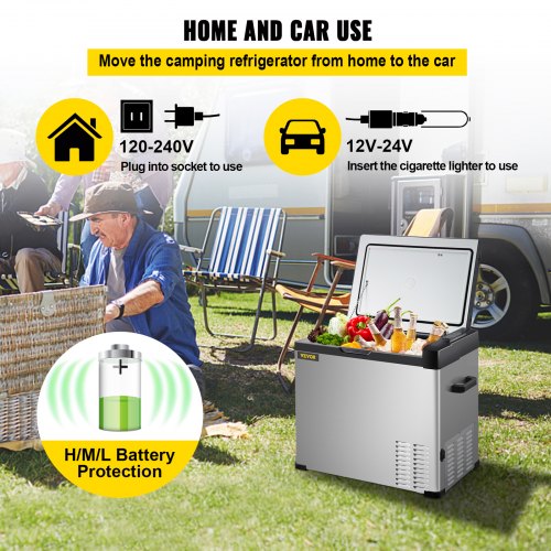 VEVOR Kompressor-Kühlbox Elektrisch, 40 L Kühlbox 12 / 24 V und 110-240 V, Kühlung bis -20 °C, für Auto, Lkw, Boot, Reisemobil und Steckdose, 60 W Elektrische Kompressor Kühlbox Tragbare Gefrierbox