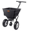 VEVOR Streuwagen 56L Saatgutstreuer 1145x545x830mm Düngerstreuer 0–3m Streubreite Schleuderstreuer 45kg Gewichtskapazität Handstreuer Streuhandwagen Q235-Rahmen Kunststoffrad Salzstreuer
