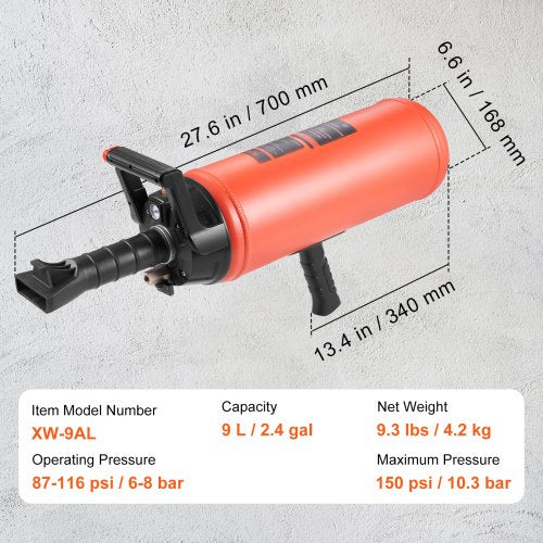 VEVOR Reifenwulstsitzer 9L/2,4 Gal Air Blaster Tragbarer Trigger-Sitzfüller