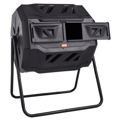 VEVOR Tumbling-Komposterbin Komposter Tumbler 162,7 L, Trommelkomposter Drehbar Doppelraum Tumbling Komposter 735 x 625 x 955 mm, 50 kg Belastbarer Garten Kompostbehälter inkl. Handschuhe