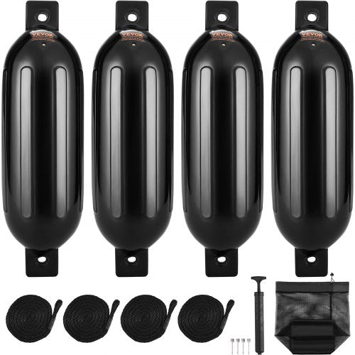 VEVOR Fender-Set 4 Aufblasbare Fenders 16,51 x 58,42 cm Bootsfender, Horizontale oder vertikale Montage, Stegfender Langfender mit 4 Nadeln &amp; Seilen &amp; AufbewahrungstascheHitzebeständig, UV-geschützt