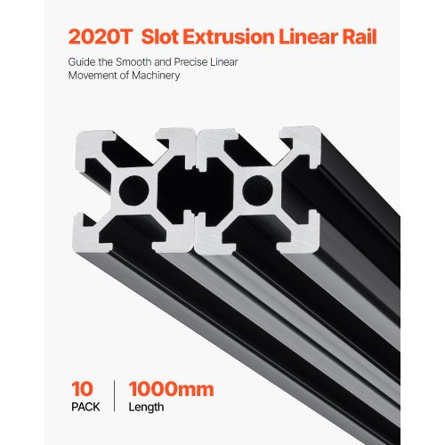 VEVOR 10er Set 1000mm Aluprofil Nutenprofil 2020 Aluminium Linear Schiene
