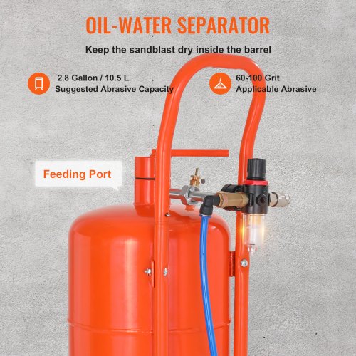 VEVOR Mobiles Sandstrahlgerät 18,92 L Sandstrahlanlage 243,84 cm ArbeitsschlauchSandstrahler 60–110 PSI Arbeitsdruck ideal zum Entfernen von Rost, Farbe, Flecken und das Polieren großer Flächen