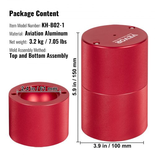 VEVOR Eiswürfelbereiter Eiswürfelformen Satz 60 mm, Eiswürfelform Eiskugelform mit Eiszange &amp; Tropfschale, Alu Rote Strapazierfähige Eiswürfelformen Eiswürfelbehälter Whisky Americano, Saft &amp; Milch