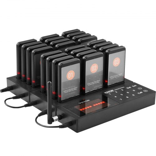 VEVOR Restaurant-Pager-System, Kabelloses Warteschlangensignal mit 400 m Reichweite, Piepser zur Rufannahme von Gästen mit Vibration und Blinken, 24 Pager für Imbisswagen, Kirche