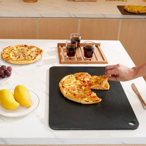 VEVOR Pizzastahl, 20" x 14" x 3/8" Pizzastahlplatte für den Ofen, vorgewürzter Pizza-Backstein aus Kohlenstoffstahl mit 20-fach höherer Leitfähigkeit, robuste, rostfreie Pizzapfanne für Außengrill, In