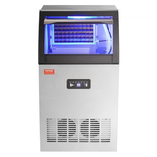 VEVOR Kommerzieller Eiswürfelbereiter Eismaschine 52 kg / 24 h, Leichte Würfeleismaschine 15 kg Eisspeicherkapazität 50 Stk. Eiswürfel, Edelstahl Eiswürfelbereiter inkl. Wasserfilter &amp; Eisschaufel