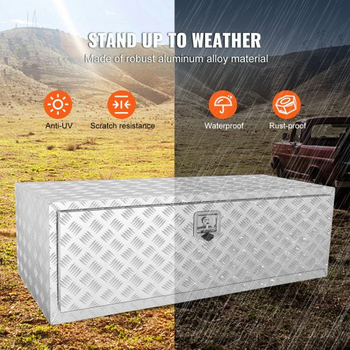 VEVOR Unterboden-Lkw-Box, 1219 x 610 x 610 mm Pickup-Aufbewahrungsbox, Aluminium-Werkzeugkasten mit Schloss &amp; Schlüsseln, Wasserdichte Anhänger-Werkzeugkiste für Lkw, Transporter, Anhänger usw.