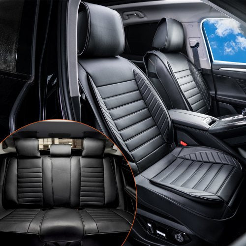 VEVOR-Sitzbezüge, universelle Autositzbezüge, komplettes Sitzset, Vorder- und Rücksitz, 9-teiliger Kunstleder-Sitzbezug, halbgeschlossenes Design, abnehmbare Kopfstütze und Airbag-kompatibel