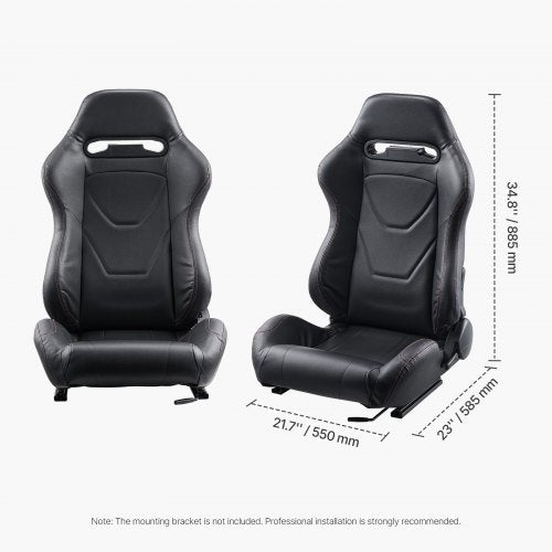 VEVOR Rennsitz Verstellbarer Rennstuhl mit PVC-Leder &amp; Q235B Schieber 2 Stk.