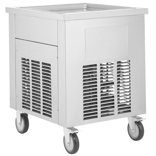 VEVOR Maschine für Frittierte Eisrollen, 50 x 50 cm Große Quadratische Pfanne zum Frittieren von Eis, Kommerzielle Eismaschine aus Edelstahl mit Kompressor und 2 Schabern
