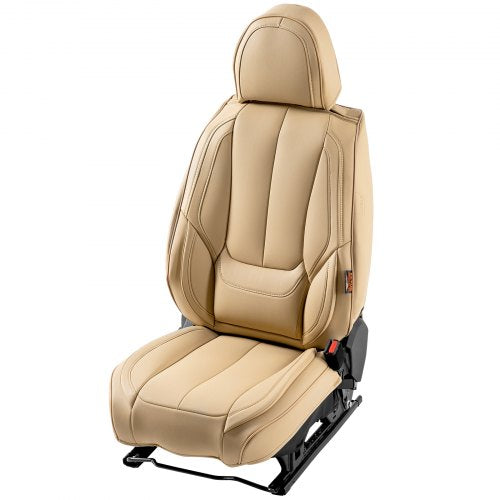 VEVOR universelle Autositzbezüge, Vorder- und Rücksitz, 13-teiliger Kunstleder-Sitzbezug, vollständig geschlossenes Design, abnehmbare Kopfstütze &amp; Airbag-kompatibel, für die meisten Lastwagen Beige