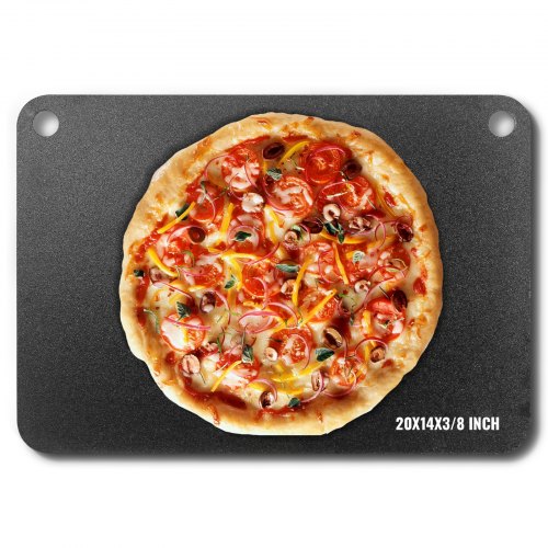 VEVOR Pizzastahl, 20" x 14" x 3/8" Pizzastahlplatte für den Ofen, vorgewürzter Pizza-Backstein aus Kohlenstoffstahl mit 20-fach höherer Leitfähigkeit, robuste, rostfreie Pizzapfanne für Außengrill, In