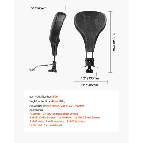 VEVOR Motorrad Fahrer Rückenlehne Sissy Bar Harley Touring Modelle 2009-2024
