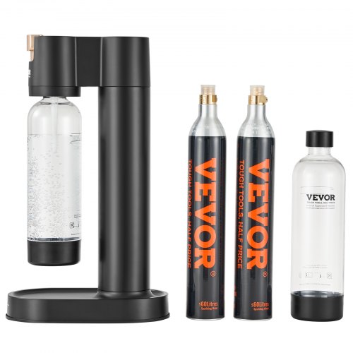 VEVOR Sprudelwassergerät, Soda-Maschine, Selterswasser-Starter-Set mit 2 Stk. BPA-freien 1 L PET-Flaschen, 2 Stk. CO2-Flaschen, kompatibel mit Einschraubbaren 60 L CO2-Flaschen (CO2 frei)