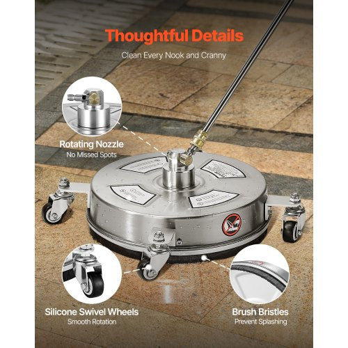 VEVOR 325mm Hochdruckreiniger Oberflächenreiniger 4000PSI 2 verlängerte Stäbe