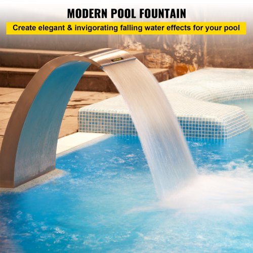 VEVOR Schwalldusche Pool Wasserfall Schwalldusche Pool Edelstahl Schwimmbad Poolfontäne Gartenteich Dekoration Brunnen Konstanter 30 x 60 x 45 cm