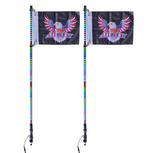 VEVOR LED Peitschenlicht 2 Stk. RGB Antennenlicht Flaggenfernbedienung App 122cm