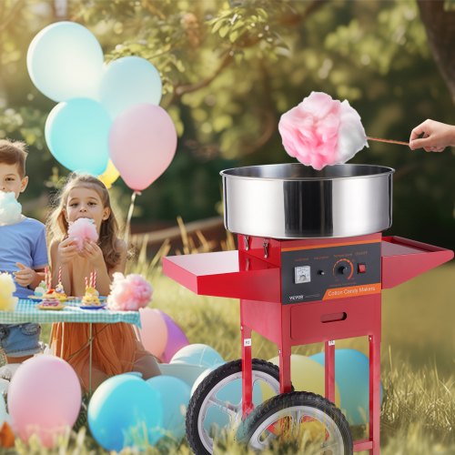 VEVOR Elektrische Zuckerwattemaschine mit Wagen, 1000 W kommerzielle Zuckerwattemaschine mit Edelstahlschüssel, Zuckerschaufel &amp; Schublade, Perfekt für Zuhause, Kindergeburtstage, Familienfeiern