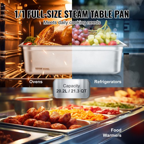VEVOR 6 x Hotelpfannen Gastronormbehälter Edelstahl 530x327x150mm 20,2L