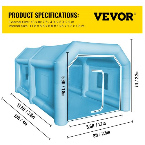 VEVOR Lackierzelt Ausblasbares Autosprühkabine 4 x 2,5 x 2,2 m Lackierkabine Pop Up Zelt Campingzelt Großes Zelt