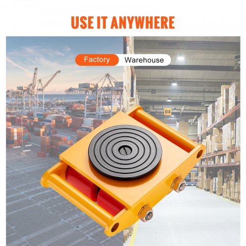 VEVOR Panzerrollen 6T Transportfahrwerk 280x210x105mm Transportrollen aus Kohlenstoffstahl Industrieroller mit 4 PU-Richtungsräder Roller Ф 135x9mm Drehplatte Möbeltransporthilfe Transportroller