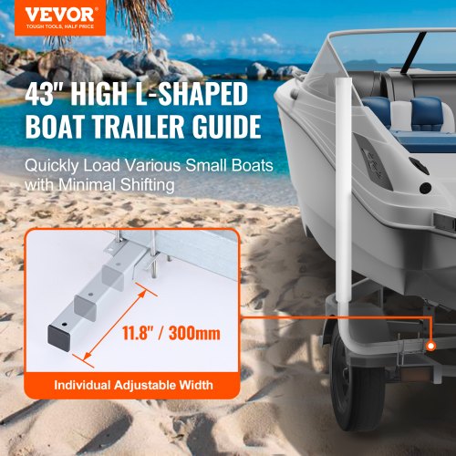 VEVOR L-Form 1,1 m Anhängerpfahl Bootsanhänger Anleitung Kurbelstütze Bootsführung, 30 cm Einstellbare Breite Boat Trailer Guide-on, Ersatzteile und Zubehör für Skiboot Fischerboot Segelbootanhänger