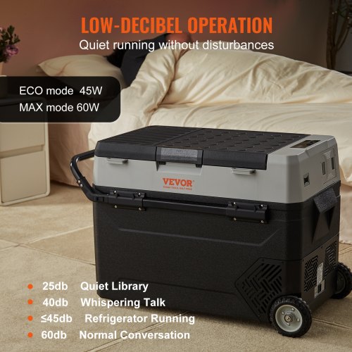 VEVOR Camping Kühlschrank 53 L Kühlboxen Rollbare Elektrische Gefrierbox 2 in 1 Doppelzone Auto Kühlschrank Kompressor zum Warmhalten und