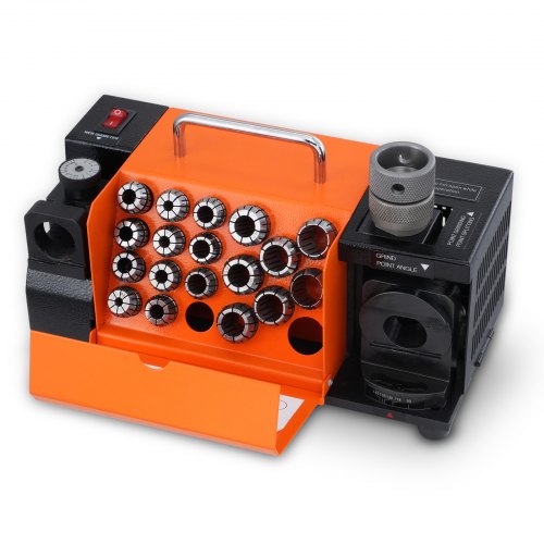 VEVOR Bohrerschleifgerät 120 W Bohrerschleifmaschine 4500 U/min Schärfstation 45# Stahl Bohrerschärfgerät 95-135° Einstellbarer Spitzenwinkel 18 Spannzangen Geeignet für Bohrerdurchmesser φ3–20 mm