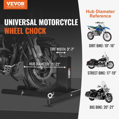 VEVOR Motorrad Vorderrad Unterlegkeil Motorrad Ständer 381–558,8 mm Einstellbar, Motorrad-Unterlegkeilständer Tragfähigkeit 816,5 kg, Geeignet für 76,2–203,2 mm Reifenbreite Vorne Paddock Ständer