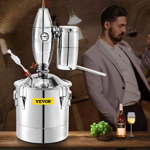 VEVOR Alkohol-Edelstahl-Brennerei 70L Schnapsbrenner Destille Edelstahl Alkohol-Destillierkolben Schwarzbrennerei Destillation