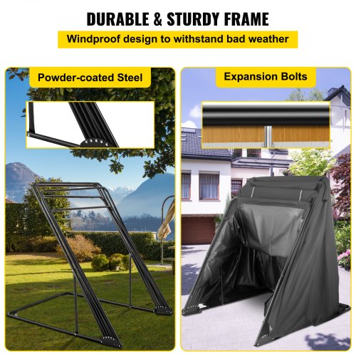 VEVOR Motorradgarage 270 x 105 x 155cm, Motorrad Garage 50, Schutzplane XL Farbe Schwarz NEU