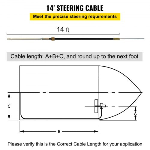 Außenbordbootlenkung mit 14'-Lenkkabel Marine-Lenksystem 3/4'' Welle
