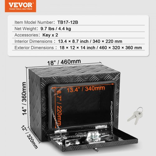 VEVOR Unterboden-Werkzeugkasten Lkw Werkzeugbox Anhängerbox 46x32x36cm Schwarz