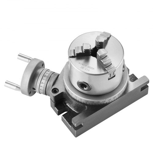 VEVOR Drehtisch für Fräsmaschinen, 4''/100 mm, horizontales vertikales Modell, Präzisionsfräsdrehtisch, mit 3,1''/80 mm 3-Backenfutter, M10-T-Bolzenmuttern, für Frästechnik-Indizierungswerkzeuge