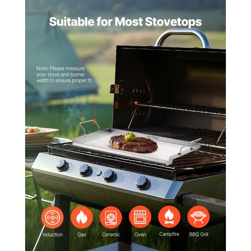 VEVOR Flache Grillplatte Grillpfanne Edelstahl BBQ Kochgeschirr 585x365mm
