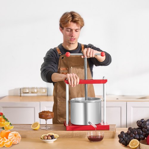 VEVOR Obstweinpresse Manuelle Presse Weinherstellung 6L Edelstahl Obstmühle