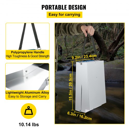 VEVOR Faltbare Schleusenbox aus Aluminiumlegierung, Kompakte 127 cm Schleusenboxen für Gold, Leichte Goldschleusenausrüstung, Tragbare Schleusenboxen mit Bergmannsmoos, Fluss, Bach usw.